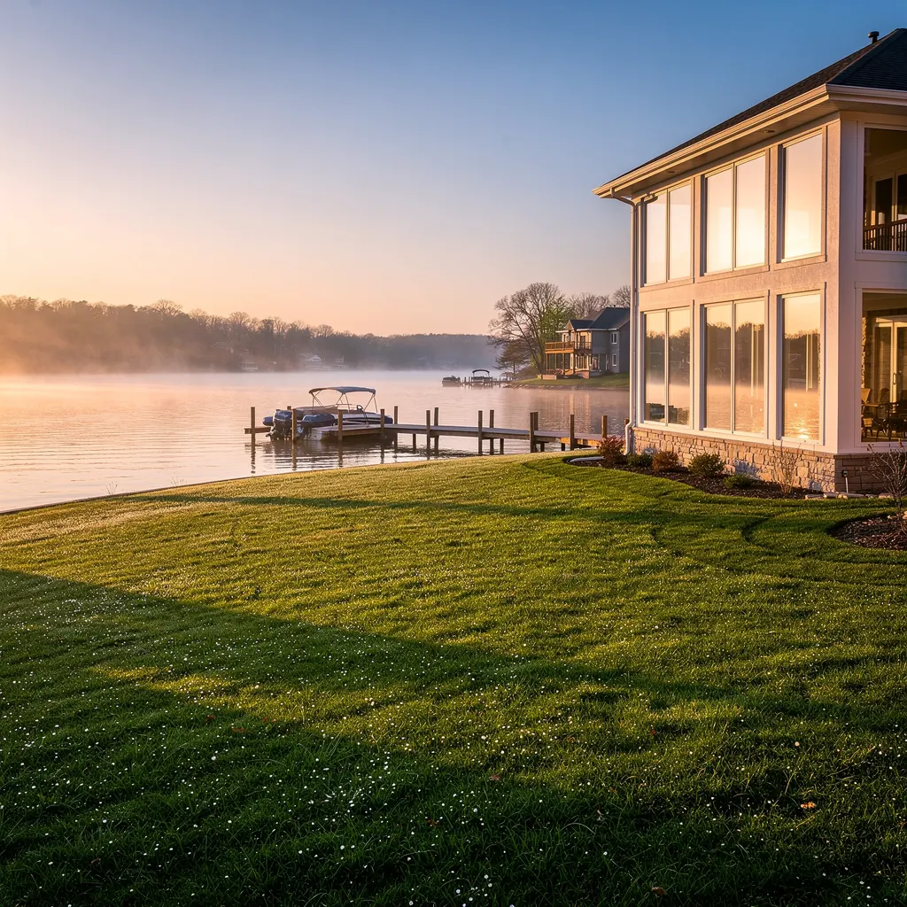 Spring lawn open-up at a Lake of the Ozarks property